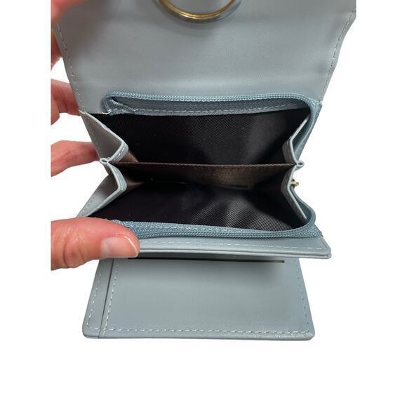 NWOT Horizontal Closure Bi-Fold, Key Chain Wallet, Soft Baby Blue, Feather Charm - Picture 9 of 9